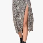 Urban Romantics True Wrap Midi Skirt with Micro Leopard Print Pattern in Size Small Tan Neutral Photo 8