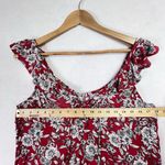 American Eagle  Dress Women Medium Red Floral Short Shift Ruffle Neck Sleeveless Photo 8