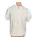 Vintage 90s Cream Knit Sweater Crochet Lace Peter Pan Collar Made in USA Cottage White Size M Photo 3