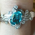 Natural Blue Apatite Sterling Silver Wave Ring Size 6 Photo 0