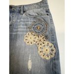 Old Navy Vintage Y2K Denim Mini Skirt Sz 8 Low Rise Boho Floral Beaded 2000s Photo 6