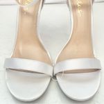 Lulu’s Ayanna White Satin Bow Ankle Strap Heels Sandals Wedding Shoes Size 10 Photo 6