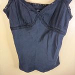 Antonio Melani  Black Lace Trim Silk Baby Doll Ruffle Strap Tank Top Size 8 Y2K Photo 2