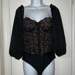 Cami NYC  The Janelle off the shoulder bodysuit black lace size large Photo 0