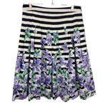 Talbots  Striped Floral Pleated Midi Skirt‎ Size 10 Old Money Feminine Modest Photo 2