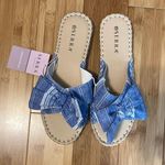 Serra  Slip On Flat Tie Bow Espadrille Blue/White Sandals Size 10 NWT Photo 0