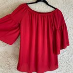 Tyche Red Off the Shoulder Flowy Sleeve Top Photo 2