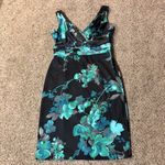 Evan Picone Evan-Picone Dress Womens 6 Used Black Green Blue Gray Career Cocktail Floral Photo 4