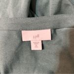 J. Jill Button Front Pleated Jersey Knit Long Sleeve Midi Dress Teal XL Tall Green Photo 5