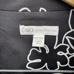 Cato Womens 18/20W Black Flowers Blazer Jacket Career Long Cardigan Open Front Photo 1