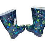 Western Chief  Women's Size 10 Rubber Rain Boots Navy Blue Pouring Paisley NWT Photo 4