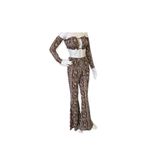 Brown Leopard Print Wide Leg Pants Set Photo 2
