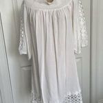 Blue Island  Off The Shoulder 3/4 Sleeve Mini Lace Trim Cover-Up Dress White Sz M Photo 0