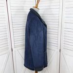 Vtg L.L.Bean Faux Suede Sherpa Lined Chore Coat Navy‎ Blue Small Western Ranch Photo 2