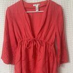 Diane Von Furstenberg Diane von Furstenburg Soleil Swim Beach Eyelet Cover Up Coral Pink Linen Small Photo 2
