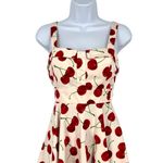 IXIA Cherry Print Sleeveless Fit and Flare Dress White Red Size Small Photo 1