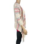 Maurice's Womens Cardigan Sweater Crochet Back Striped Fringed Open Front Medium Photo 2