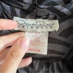 Oscar de la Renta ✨ Vintage  Women’s Black Gray Patterned Sheer Swim Cover Up Med Photo 2