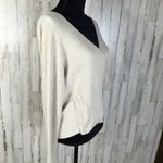 Leith Rib Wrap Sweater Top Deep V Ribbed Blouse XL Tan Beige Plunge Neck Photo 2