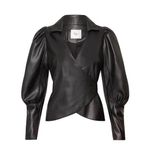AJE. faux leather Idyllic Wrap Long sleeve Top in Color Black size 12 / Us 8 Photo 0