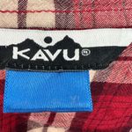 KAVU  plaid rayon popover top red cream lightweight long sleeve casual XL Photo 1