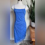 Vintage Y2K My Michelle Blue Glitter Ruched Spaghetti Strap Dress USA L Size L Photo 7