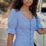 Christy Dawn NEW The Lennon Dress in Pewter Stripe Short Sleeve Midi Length XS Photo 1