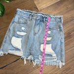 EXPRESS  Straight Mini Denim Skirt Mid Rise Destroyed Photo 5