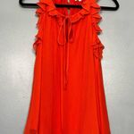 Miguelina Latrice Crinkle Chiffon 100% Silk Blouse Tank Top Coral Red Women’s S Photo 0