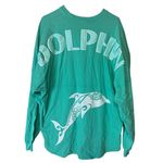 Spirit Jersey  Shirt Sea World Green Puff Letter Spellout Dolphin XL glitter tee Photo 1