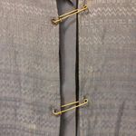 Vtg Nina Piccalino blue 80’s 90’s layered chevron‎ blouse with kilt pins size 6 Photo 2