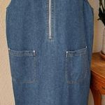 Vintage Denim Zip‎ Front Jumper Dress Sleeveless Pockets 90s Minimalist large Blue Photo 0