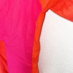 Skies Are Blue  Red Orange Colorblock Tie Front Short Sleeve V Neck Mini Dress Photo 3