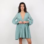 Kalita Green Aphrodite Cloud Tunic Mini Dress Cotton Silk Blend V Neckline XS Photo 1