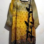 Yellow and Black Geometric Dress :Box L: Size XS Photo 0