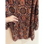 Loft  Fall Orange Print Mini Shift Dress Roll Tab Small Petite Boho Festival 70s Photo 1
