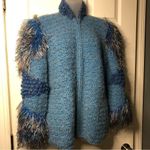 Vintage Vivienne Poy handmade full zip designer artsy sweater small pockets rare Blue Photo 8