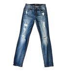 7 For All Mankind Medium Wash Distressed "The Ankle Skinny" Blue Jeans, Size 26 Photo 1