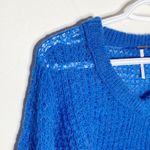 Free People  Lulu oversized waffle knit v-neck slouchy sweater in blue size XS Photo 4