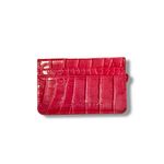 Below the Belt Red Croc Embossed Card Holder Wallet Women’s Compact Slim Photo 0