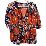 Banana Republic  Floral Short Sleeve Top Red Casual V-neck Size S Photo 0