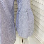 Passport Striped Embroidered Bell Sleeve Popover Shirt Medium Blue Photo 5