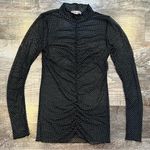Buckle Willow and Root Polka Dot Black Mesh Long Sleeve Mock Neck Women’s XS Top Photo 0