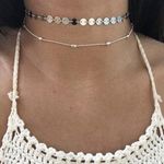 Silver Double Layer Choker Necklace Photo 0