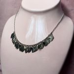 Silver Tone Leaf Charm Bib Necklace Boho Festival Statement Costume Jewelry Photo 0