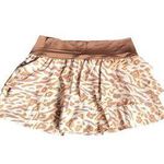 Aerie Brown and Orange Patterned Ruffle Skort Photo 0