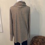 Jones New York NWT szM long sleeve heathered grey tan cowl neck high low tunic Photo 4