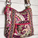 Vera Bradley  Shoulder Bag Purse Purple & Pink‎ Flower Print 11x11x2 Photo 0