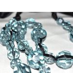 Source Unknown Voguish Large Blue Beveled Sparkle Beads Black Satin Ribbon  48+" Boho Necklace Photo 3