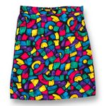 Vintage 90s Multicolor Rainbow Abstract Print Skirt Bold Colors Plus Size 22 Black Photo 8